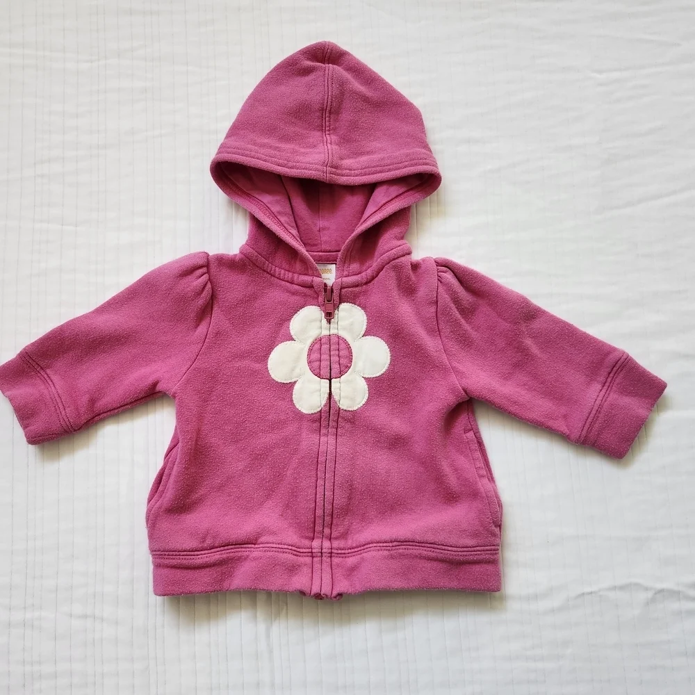 Gymboree Pink Hoodie with White Flower 6-12 Months
